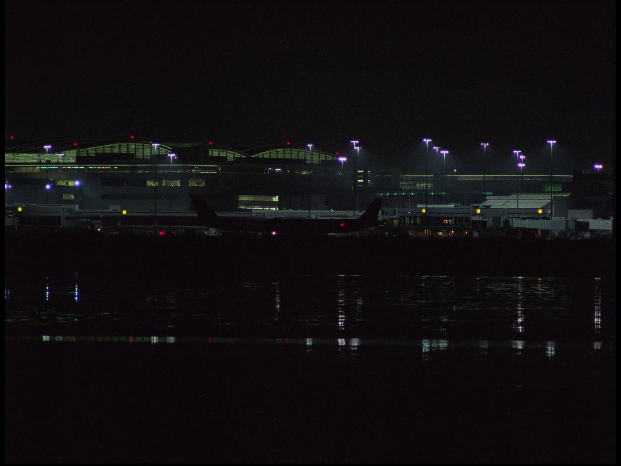 Plane Taxiing at Night