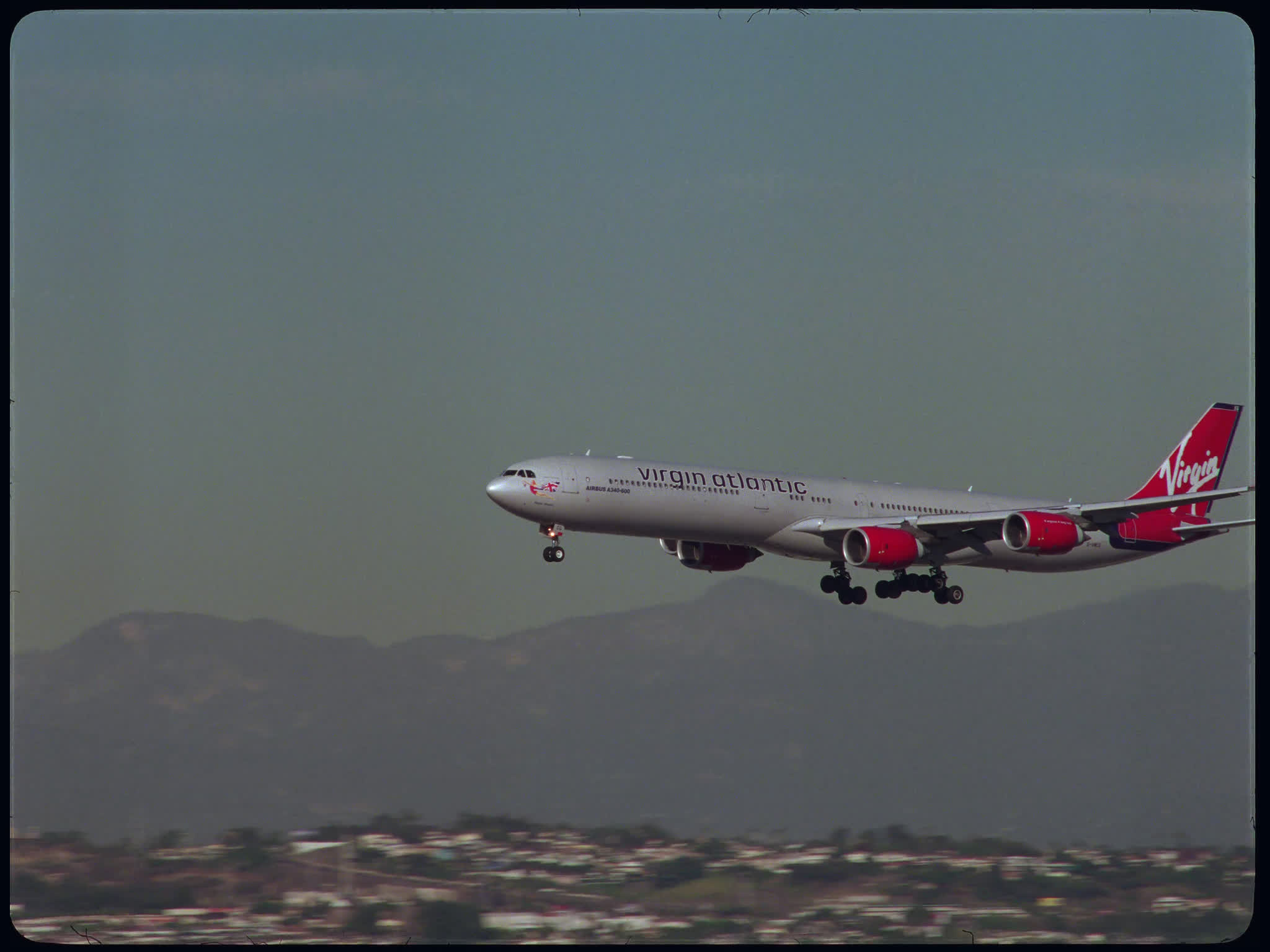 Virgin Airbus A340 Approaches LAX