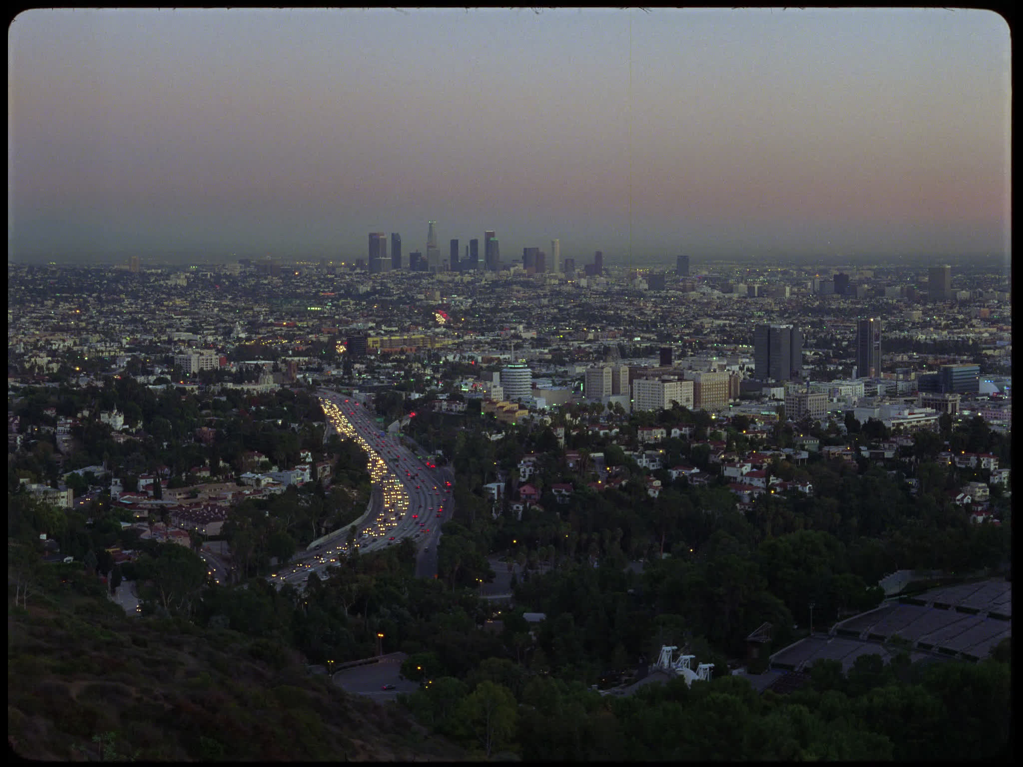 Los Angeles Skyline and Hollywood Freeway