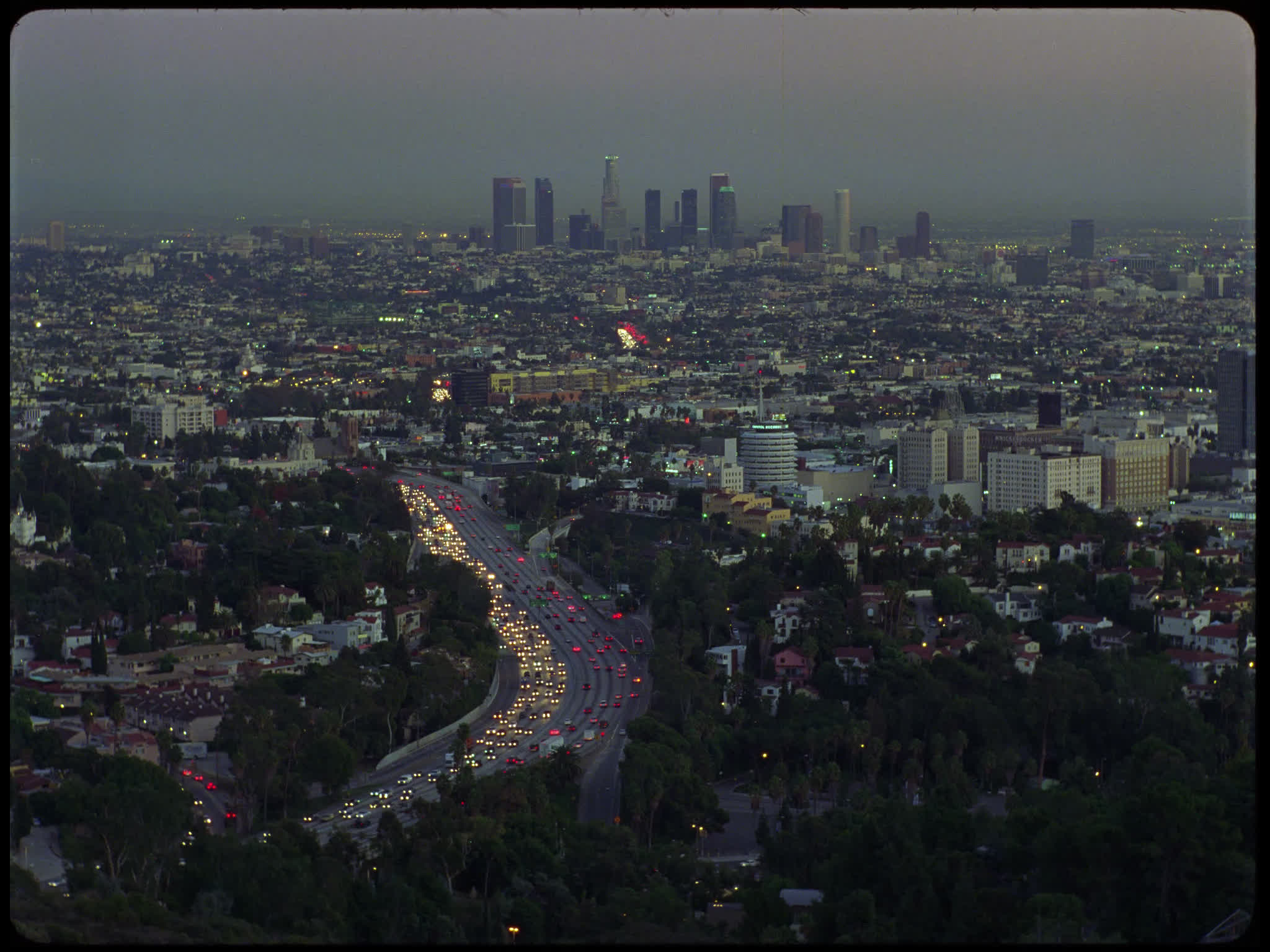 Los Angeles Skyline and Hollywood Freeway