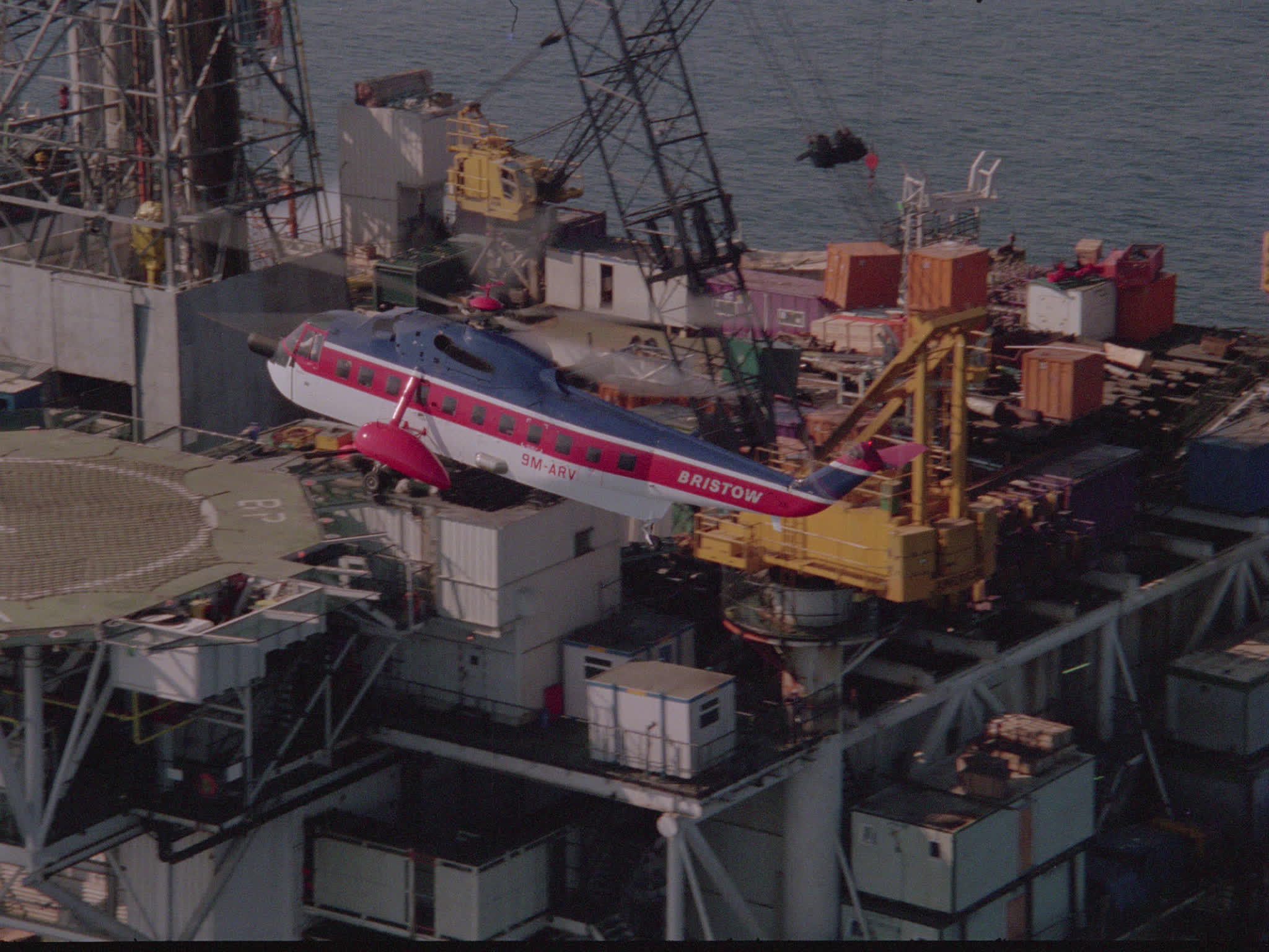 Bristow Helicopter Lands on Oil Platform,