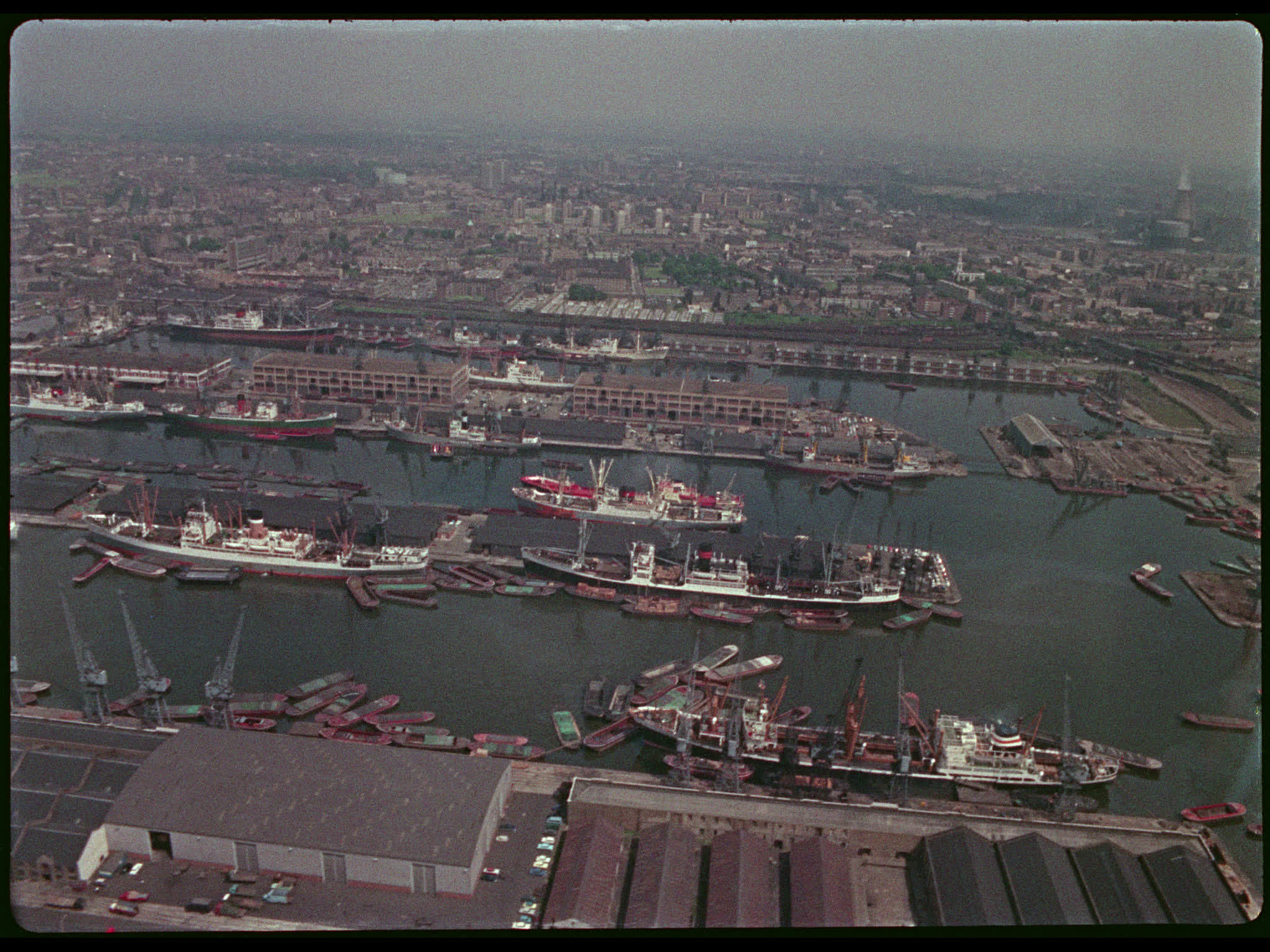 Aerial of London Docks