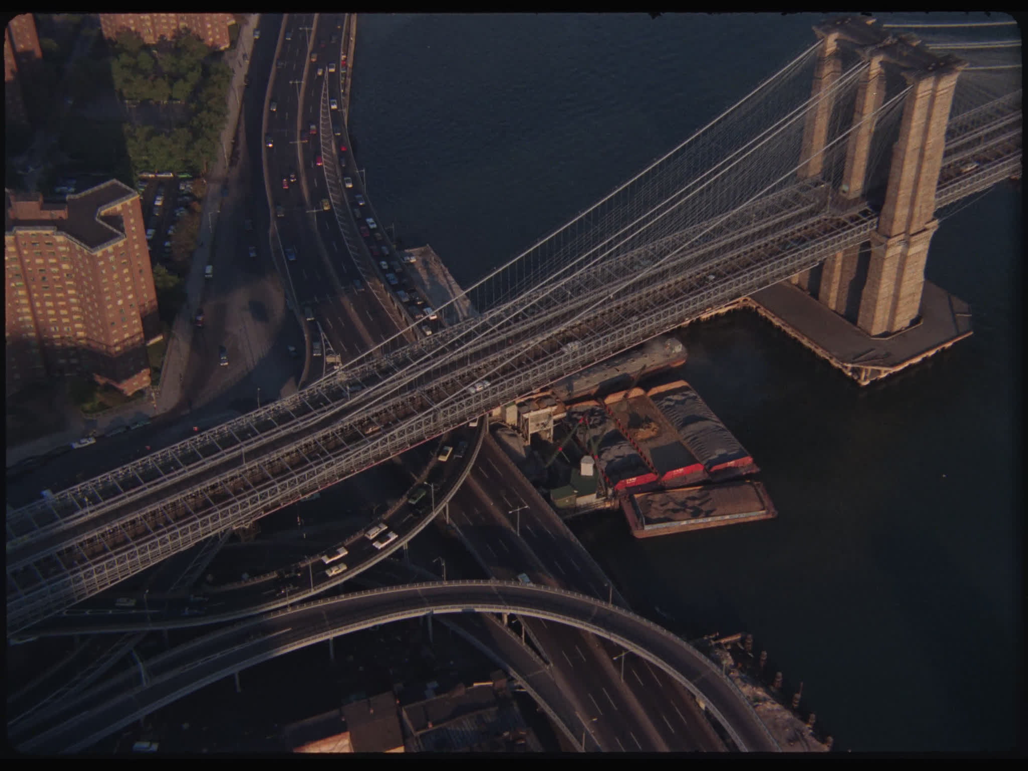 Aerial Tracking Brooklyn Bridge