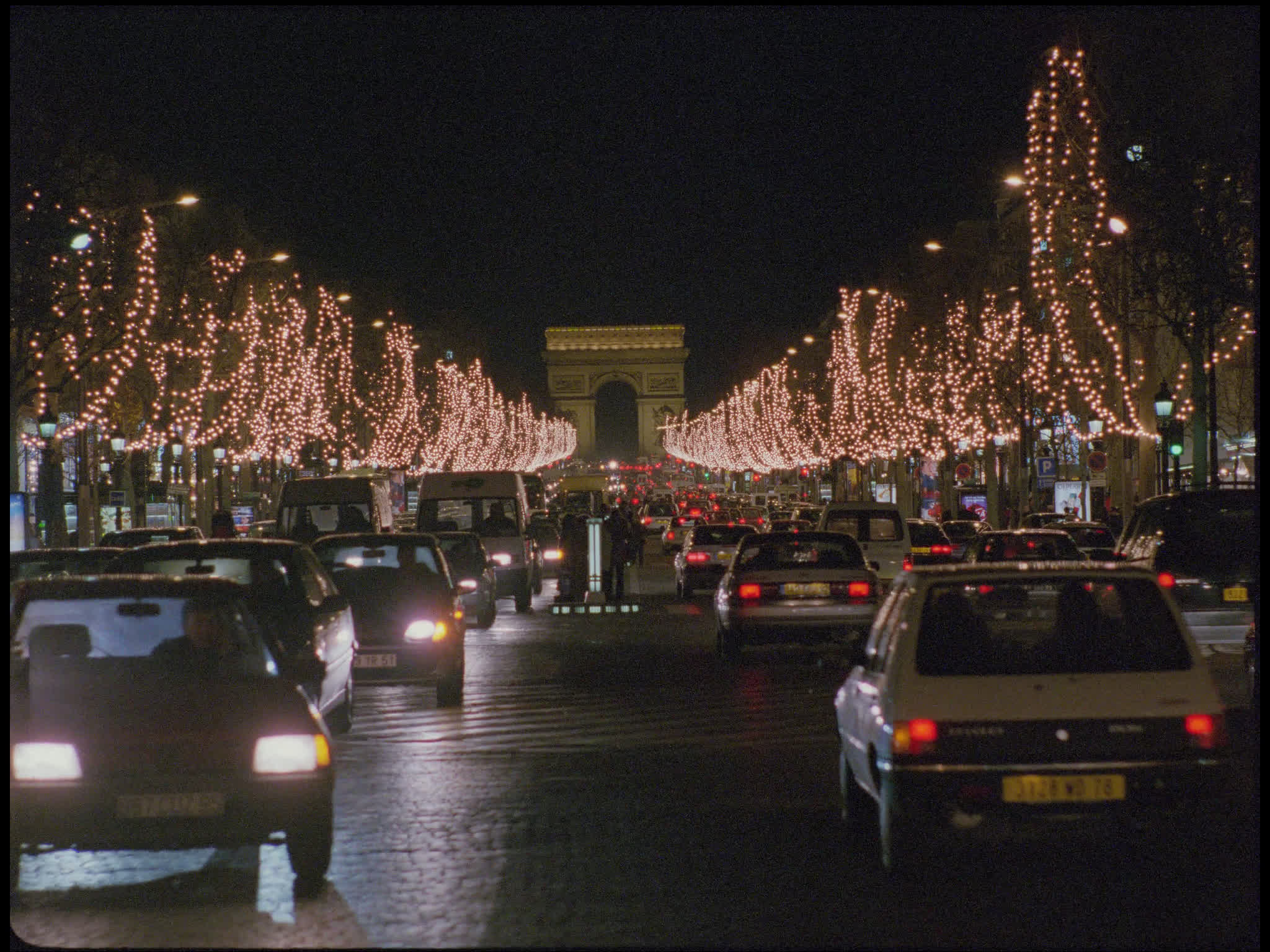 Arc de Triomph at Night with Christmas Lights