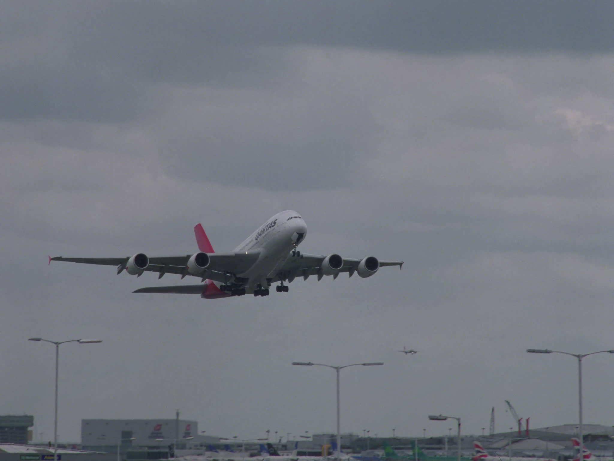 Qantas Airbus A380 Takes Off