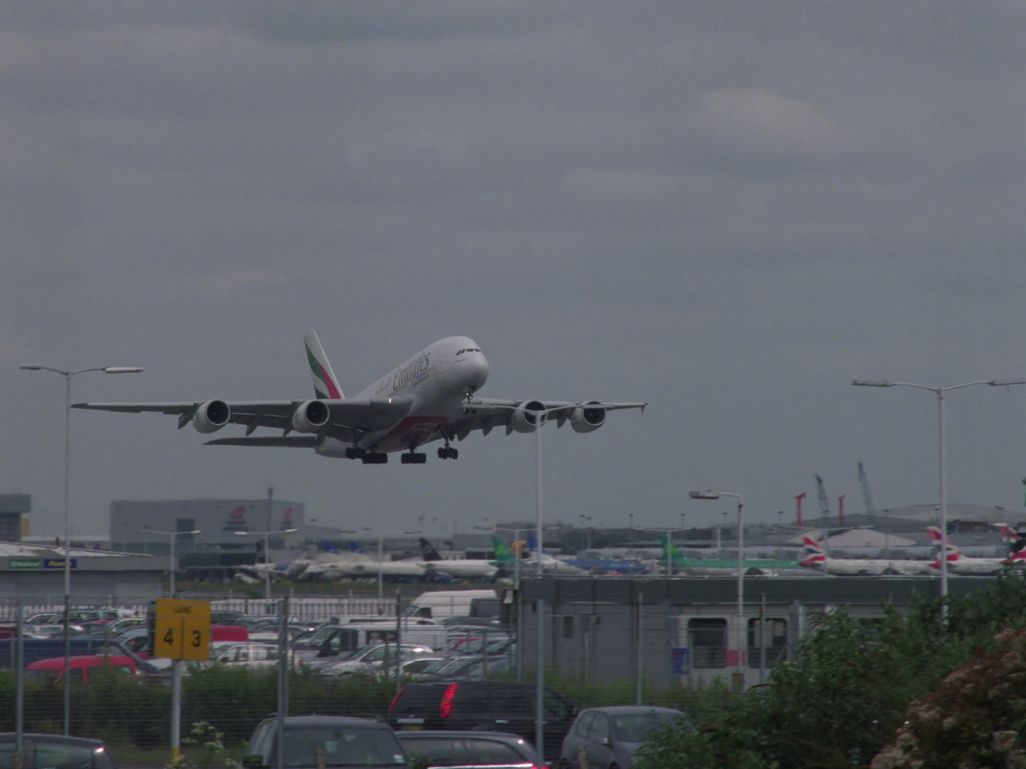 Emirates Airbus A380 Takes Off