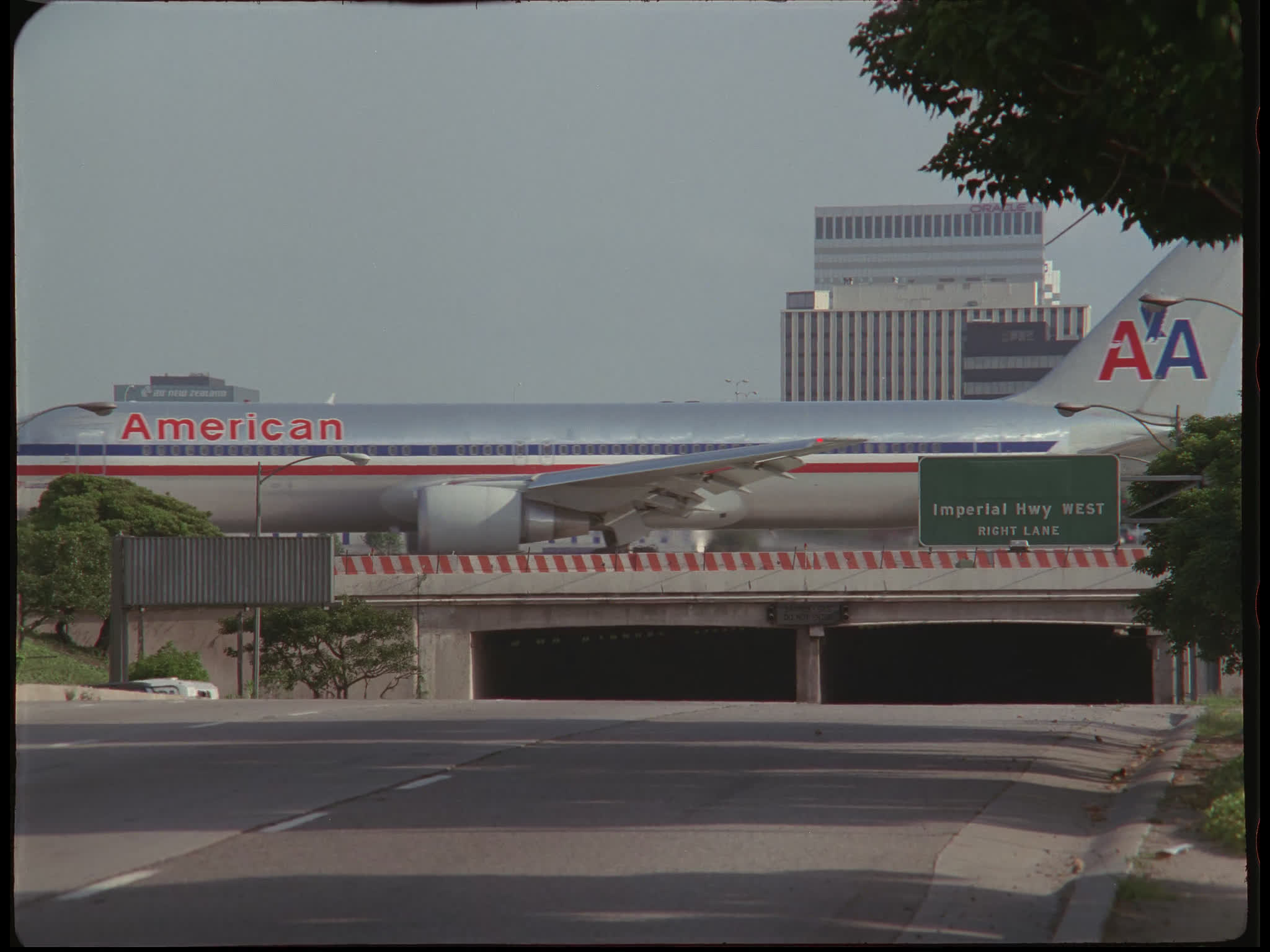 American Airlines Boeing 767 Taxiing on Overpass