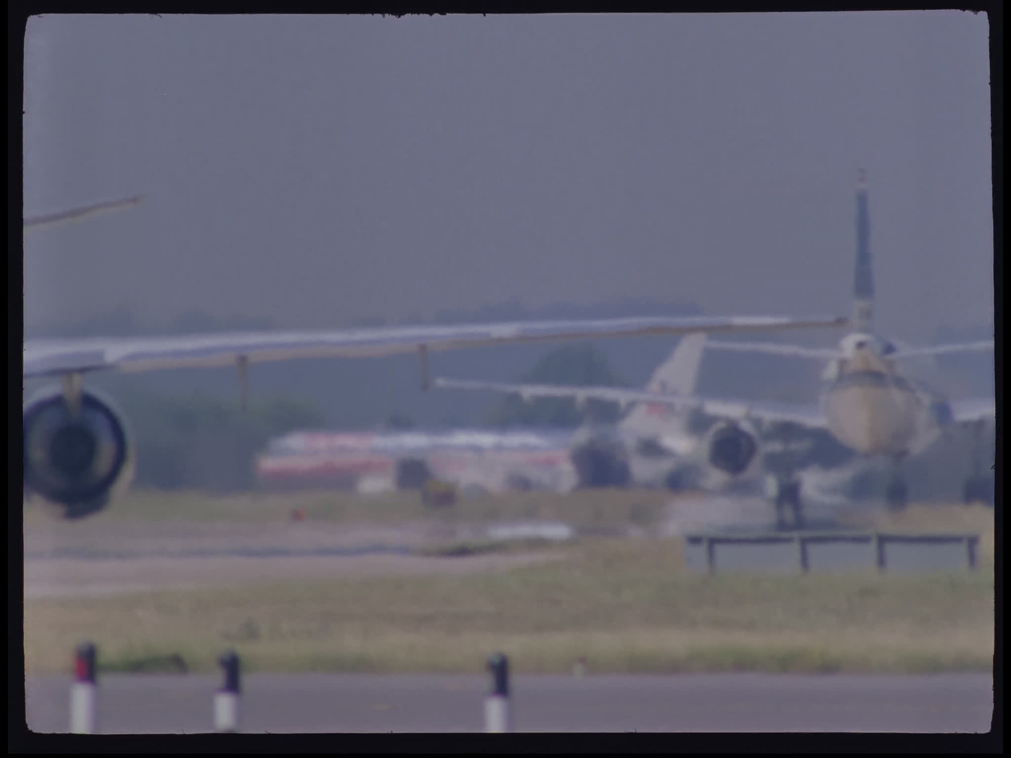 American Boeing 767 Plane Taxiing Amidst Heat Haze