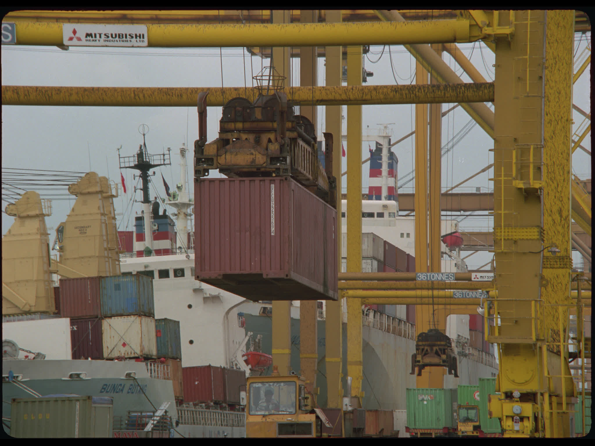 Shipping Container Lowered onto Ship