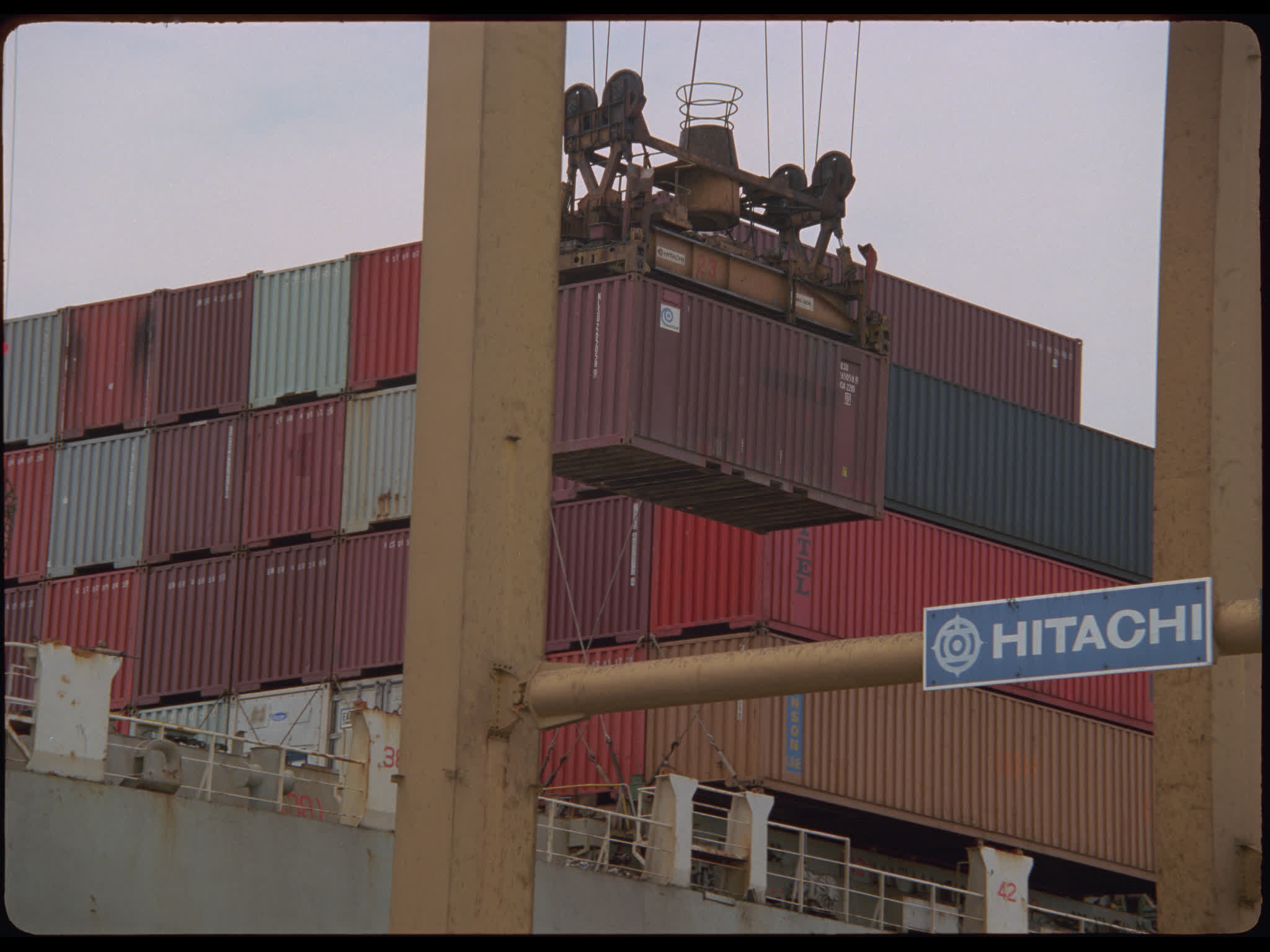 Shipping Container Lowered onto Truck