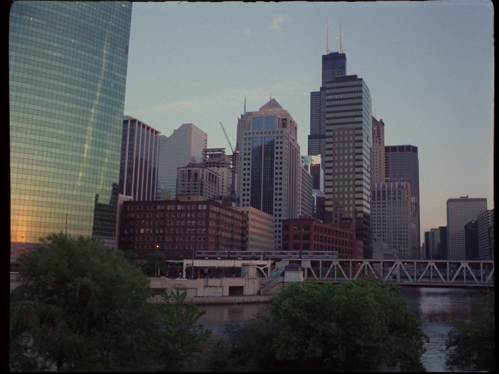 Chicago Train and 333 West Wacker Building