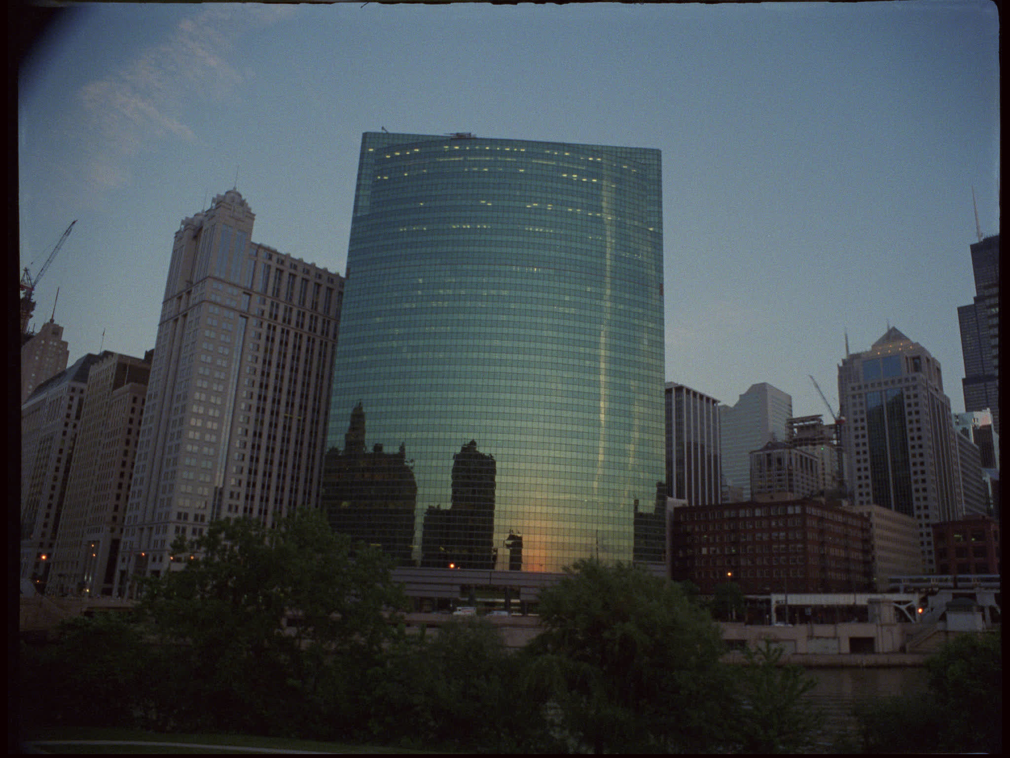 Chicago Train and 333 West Wacker Building
