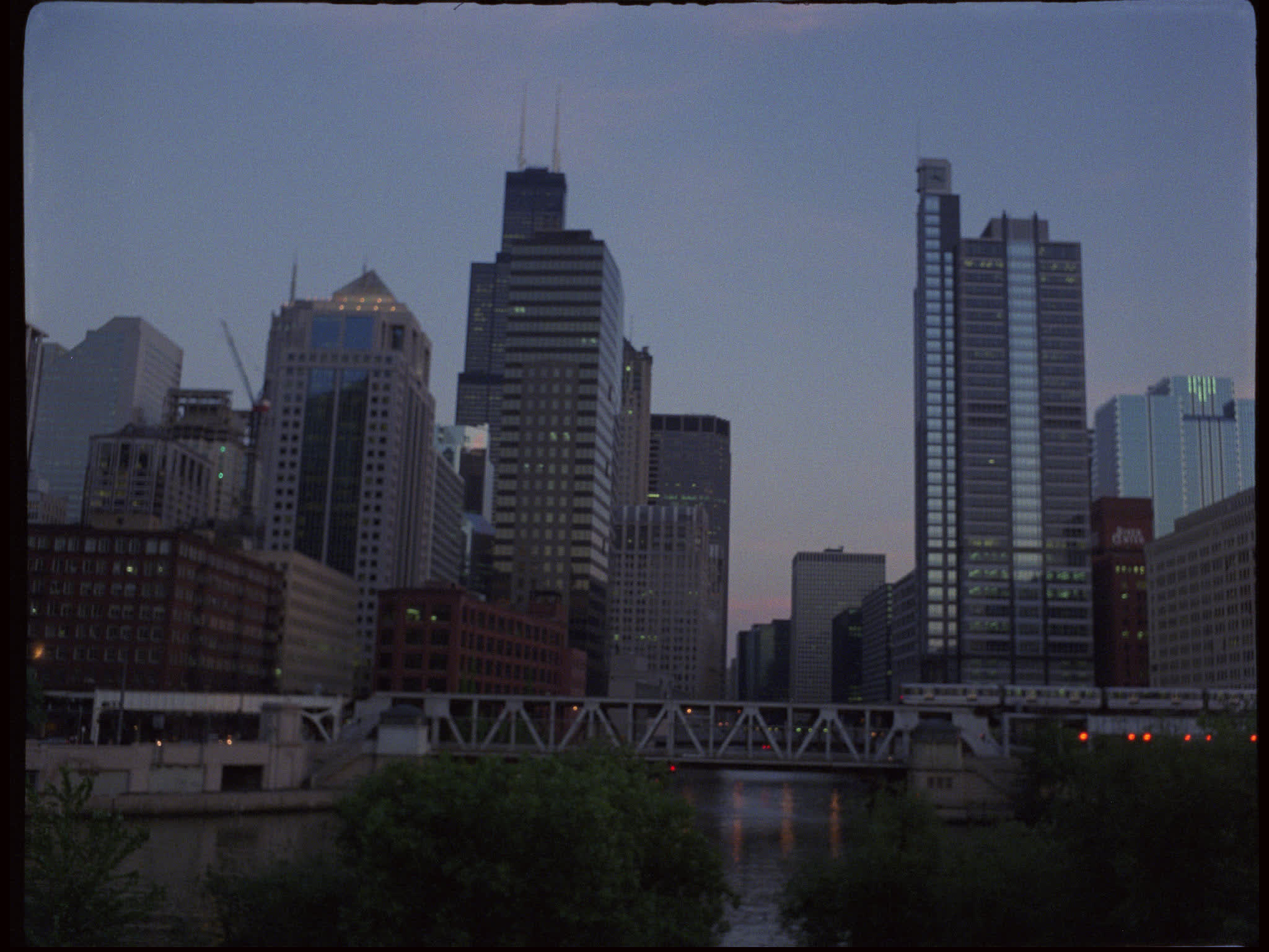 Chicago Train and 333 West Wacker Building