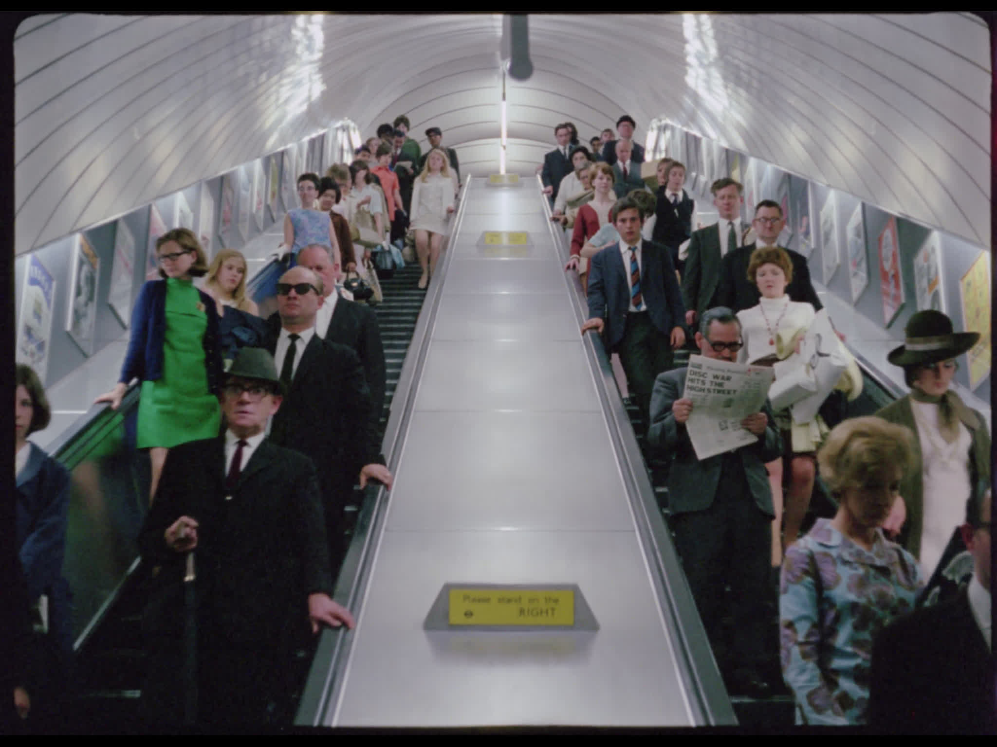 Rush Hour Crowds on Escalator