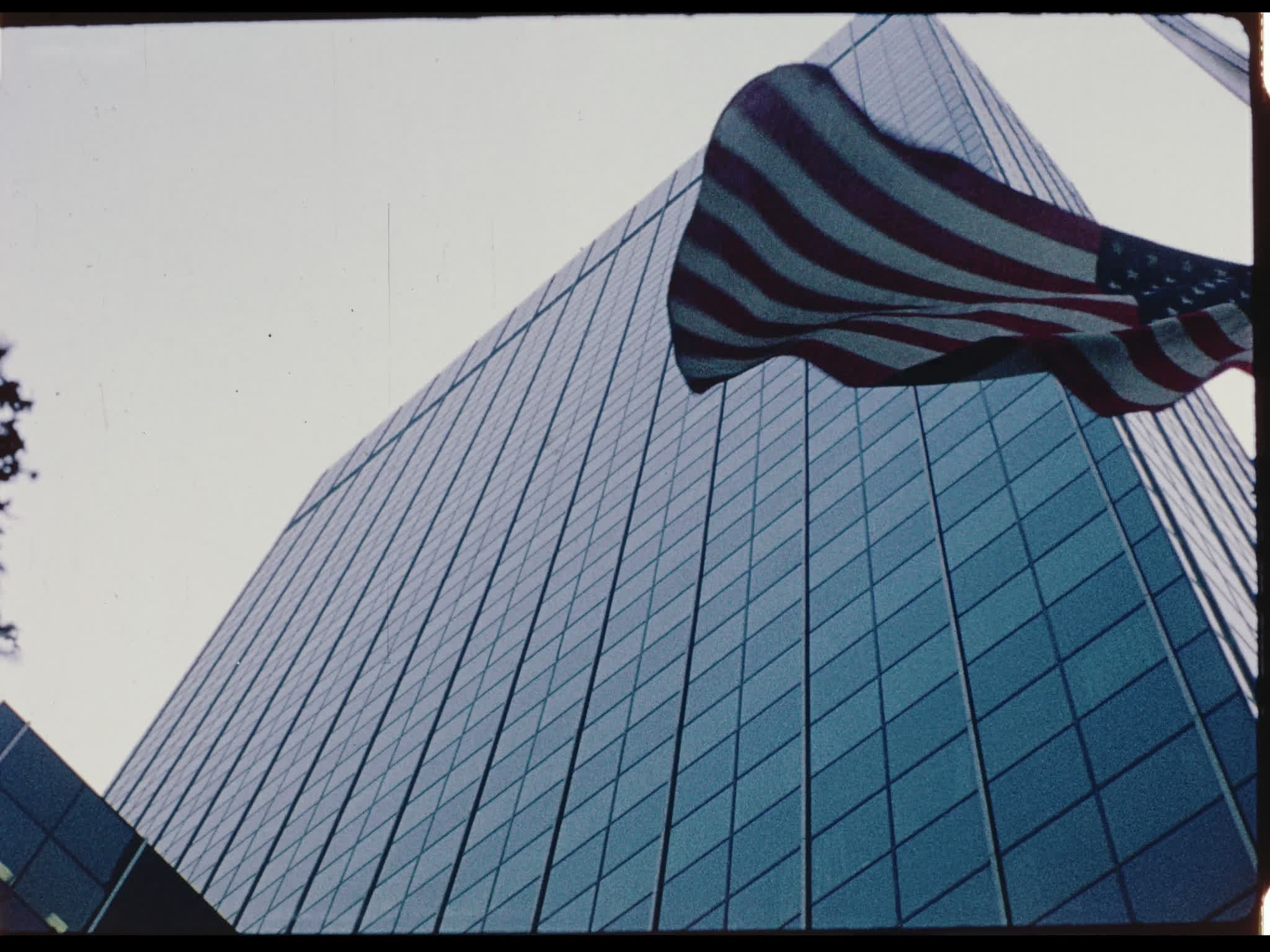 High Rise Building With American Flags