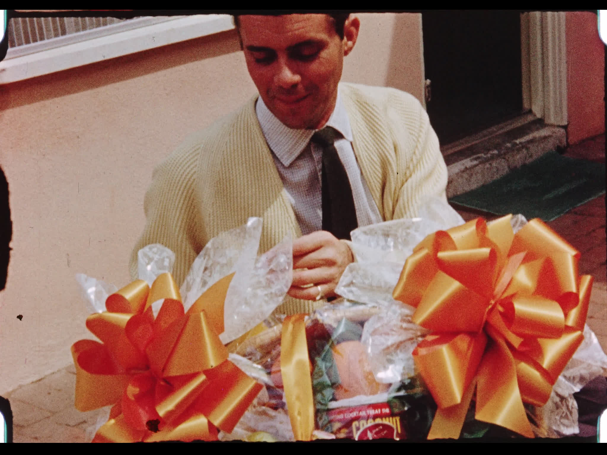 Dirk Bogarde With Gift Basket